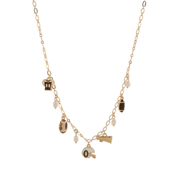 Football Enamel Charm & Pearl Necklace - Picture 1 of 1